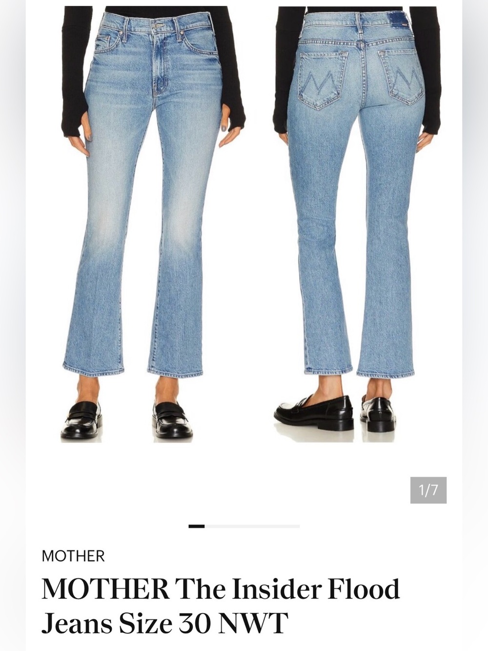 MOTHER Light Blue Cropped Flare Jeans